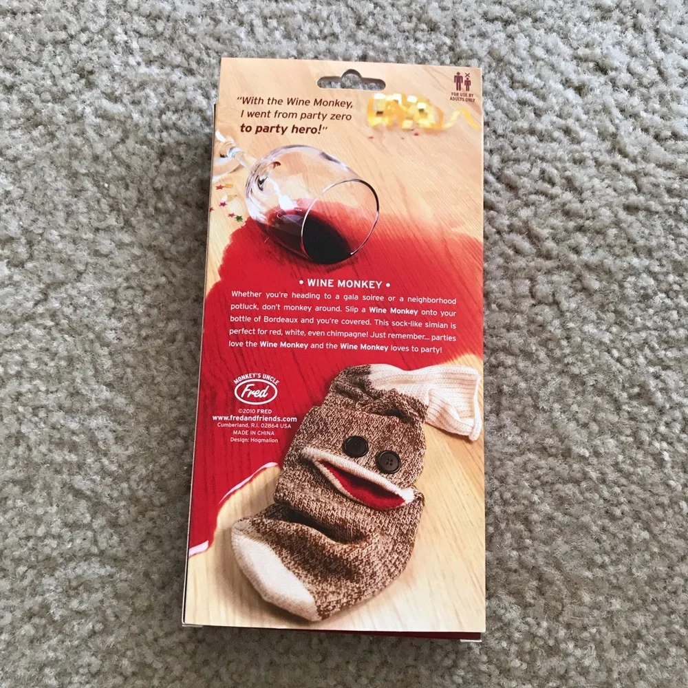 Wine Sock Monkey Bottle Caddy Gift Wrap